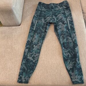 Athleta Teal Floral Leggings